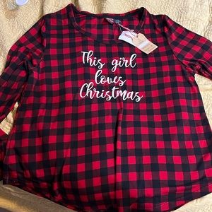 This Girl Love Christmas Plaid Holiday pajamas SET XL